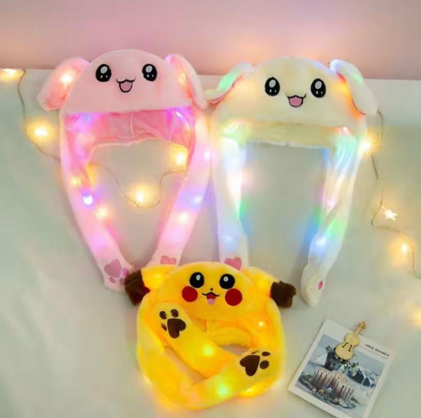 Gorro de Peluche con Orejas y Luces LED | Divertido Sombrero Interactivo