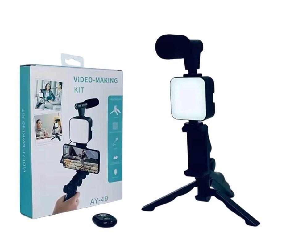 KIT DE VLOGGING PARA TELÉFONO INTELIGENTE, EQUIPO DE GRABACIÓN DE VÍDEO CON TRÍPODE, OBTURADOR DE LUZ LED PARA CÁMARA.